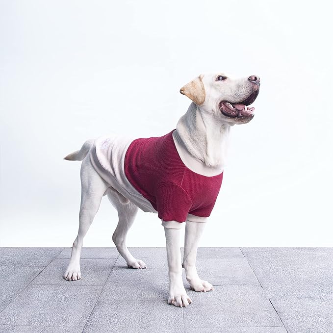 Extra Large Dog Sweaters Warm Clothes Pullover Sweatshirts for Labrador Rottweiler Great Dane, Dark Red Beige, 7X-Large