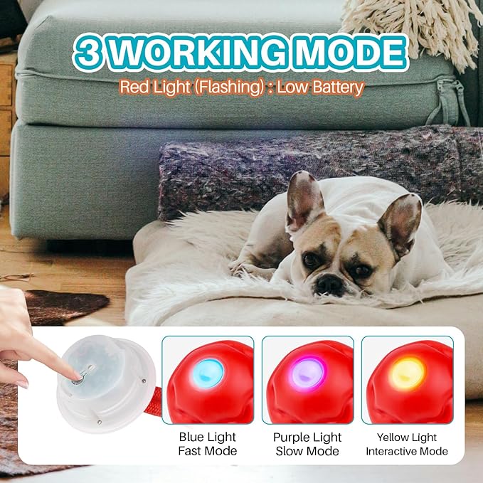 Interactive Dog Toys Multiple Modes Moving Dog Ball with Touch Activated queaky Dog Toy for Small/Medium Puppy Toys for Daily Training (Red)