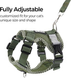 Cat Harness and Leash Escape Proof Extra Large Kitten Harness Maine Coon Cat Vest for Walking Travel, Dark Green, XXL