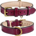 Genuine Leather Dog Collar | Full Grain, Heavy Duty, Comfortable, Padded, Strong | Best for Pups, Small, Medium, Large & XL Breeds (Small (Fit Neck Size 11.5"-14.5"), Dark Pink)