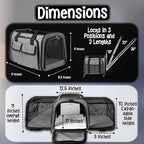 Pet Carrier with Wheels | Delta American Frontier Airline Approved | Two Expandable Sides, Storage Pockets Adjustable Leash | Rolling Dog and Cat Carrier TSA Compliant (Light Grey 17x12.5x11)