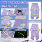 ROZKITCH Dog Jacket with Sleeves, Pet Windproof Warm Cold Weather Jacket Vest with Luminous Zipper, Jumpsuit Apparel Outfit Clothes for Small Medium Large Dog Geometry XS