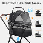 Foldable Dog Stroller, 3 in 1 Pet Stroller for Small Medium Dog Cat up to 50lbs, Detachble Portable Pet Bag, Storage Basket and One-Button Folding Frame