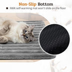 NWK Pack of 4 Fluffy Self Warming Cat Mat, Cat Blanket, Thermal Dog Mat, Washable, Non-Slip Bottom for Sofa & Crate & Kennel & Car Seat (Misty Gray, Small (19'' X 15'' X 0.7''))