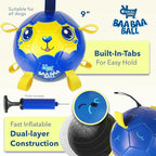 Race&Herd 9" Jolly Soccer Ball for Dogs - Tough Durable Dog Ball Toy with Straps, Pet Bouncy Herding Balls for Dogs, Floating Dog Balls with Tags for Water Fetch (BaaBaaBall, Daddy Sheep)