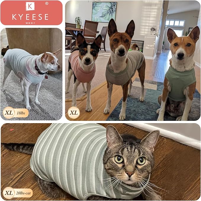 KYEESE 2Pack Dog Shirts Waffle for Small Dogs Stretchy Dog T-Shirts Lightweight Dogs Tank Top Sleeveless Pet Vest Breathable, X-Large, Purple+Grey