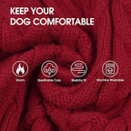 IECOii Girl XXXL Dog Sweater Dress, Girl Dog Sweaters for Extra Large Dogs Turleneck, Red,XXXLarge, Thermal Warm Knitwear with Leash Hole, Adorable Cable Knit Sweater for Christmas & Thanksgiving