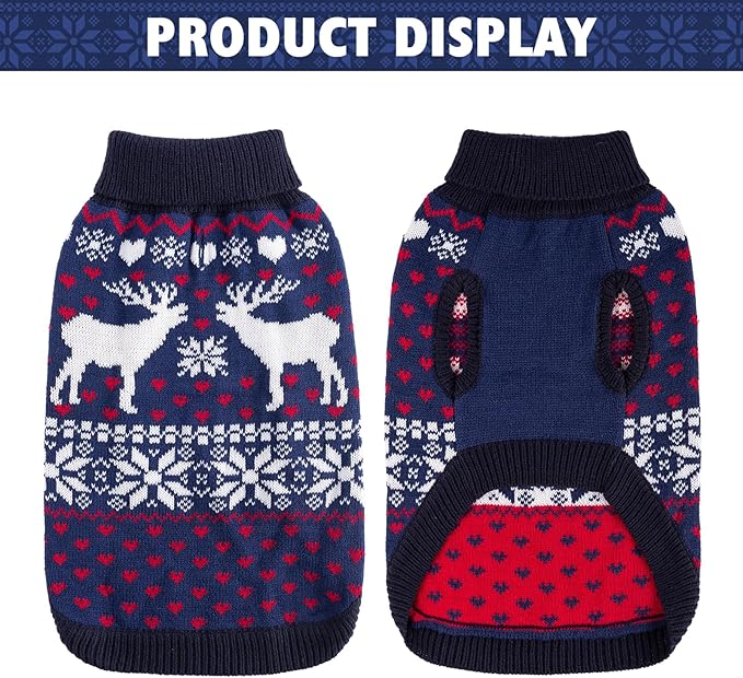 SCENEREAL Dog Sweater for Small Sized Dog Girls Boys - Turtleneck Pullover Winter Puppy Clothes Christmas Outfits, Pet Sweatshirt Apparel Knitwear for Dachshund, Yorkie, Chihuahua S