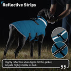 Dogcheer Dog Coat with Harness, Waterproof Dog Jacket Adjustable Pet Winter Coat with Zipper, Christmas Puppy Snow Jacket Fleece Sweater for Small Medium Large Dogs - Sky Blue L
