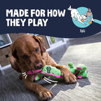goDog Bubble Plush Skinny Dragons Squeaky Plush Dog Toy, Chew Guard Technology - Green, Large