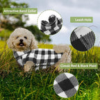 Kama Bridal Dog Spring Autumn Winter Coat Pullover Fleece Vest for Cats & Dogs - Thin Sweater, Black & White Plaid (L)