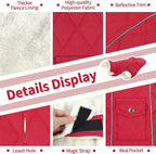 Malier Dog Winter Coat, Windproof Dog Cold Weather Coats with Real Pocket, Winter Extra Warm Pet Coat Fleece Jacket Reflective Clothes for Small Medium Large Dogs and Puppy (Red, XX-Large)