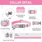 GAMUDA Small Dog Harness Collar and Leash Set, Step in No Chock No Pull Soft Mesh Adjustable Dog Vest Harnesses Plaid Reflective for Dogs Puppy Cats Kitten Rabbit (Pink, XXXS)