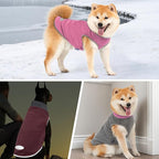 cyeollo 2 Pack Fleece Dog Sweater with Reflective Stripe Pullover Sweatshirt Stretchy Lightweight Sweaters Dog Clothes Coats for Small Dogs Girl Size M Pink & Grey