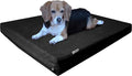 Dogbed4less Orthopedic Gel Infused Memory Foam Dog Bed, Waterproof Liner with Durable Washable Black Canvas + Bonus Brown Microsuede Antislip Covers, 37X27X4 Inches