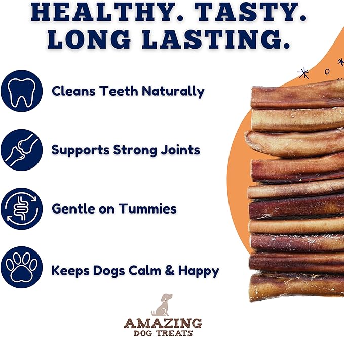 Amazing Dog Treats - 6 Inch Medium Size Bully Sticks (40 Count) - Bulk Bully Sticks for Dogs - No Hide Bully Stick Dog Bones