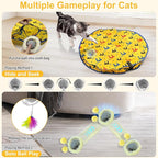 Interactive Cat Toys for Indoor Cats, Automatic Motion Cat Toy in Pouch Fast Rolling Ball in Play Mat Hide and Seek Mouse Catching Game with Chirping Stimulation,Led Light,Auto On/Off(Yellow)