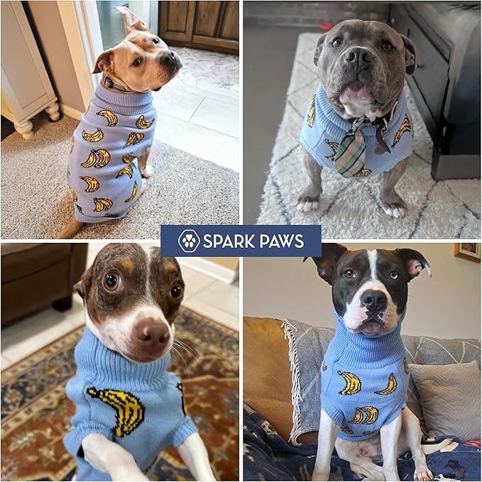 Spark Paws Knit Dog Sweater – Ultra Soft Warm Winter Dog Sweater for Small, Medium & Large Dogs – Stretch Fit Pet Sweater for French Bulldog, Pitbull, Girl & Boy Dogs Jacket, (Banana,2XL)