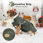 Workwear Style Dog Coats with Harness Built in for Small Dogs Windproof Warm Puppy Jacket with Storage Pockets for Cold Winter,Green M