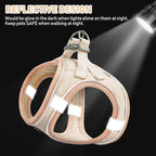 GAMUDA Small Pet Harness Collar and Leash Set, Step in No Chock No Pull Linen Fabric Soft Mesh Dog Vest Harnesses Reflective for Dogs Puppy Cats Kitten Rabbit (Khaki, XS)
