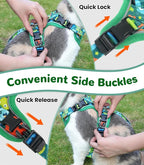 Halypet Cat Harness and Leash Set for Walking, Escape Proof Adjustable Vest Harness with 3-in-1 Integrated Buckles, Easy Control Soft Breathable Mesh with Reflective Strips for Cats, XS, Green Monster