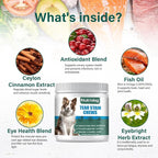 Tear Stain Chews for Dogs - Dog Tear Stain Remover & Supplement with Antioxidant Blend, Vitamin C, Lutein - 120ct Beef Flavor Soft Chews for Eye Health & White Fur Care (ND-038)