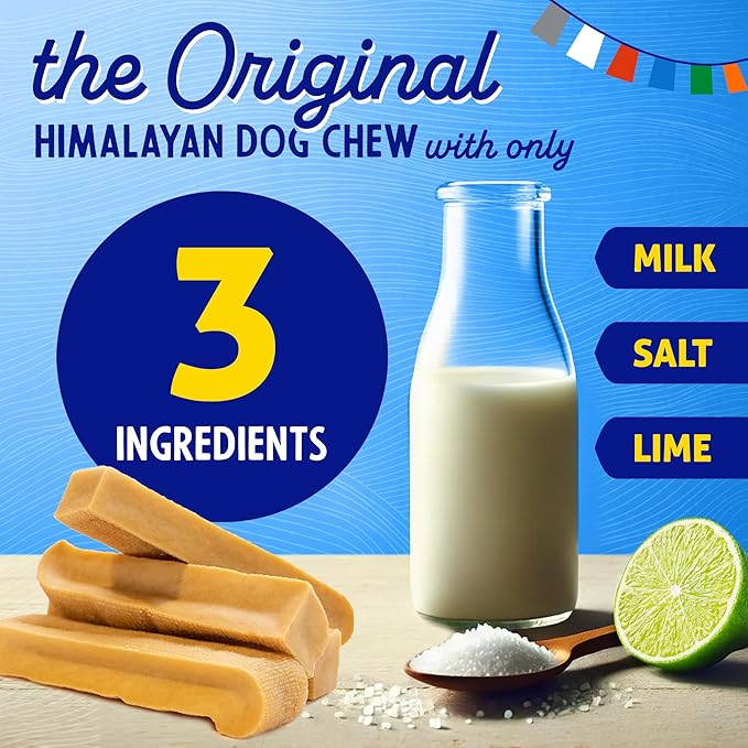 Himalayan Dog Chew Original Yak Cheese Chew, 1 Medium Stick, 2.3 oz, Gluten Free, Healthy Treats, Grain & Lactose Free 100% Natural, Long Lasting, for Dogs Under 35 lbs