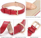 WHIPPY Leather Dog Collar for Small Medium Large Dog Adjustable Soft Breathable Leather Padded Puppy Collar with Alloy Buckle Heavy Duty Waterproof Classic Dog Pet Collar,red,L