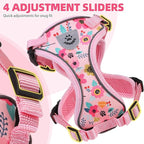 PUPTECK Cat Harness and Leash Set Escape Proof Reflective Cat Walking Harness Adjustable Soft Breathable Mesh Vest for Small Pets, Pink Flowers, M