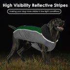 Dog Coat, Waterproof Ripstop Dog Winter Jacket with Leash Hole, Reflective Adjustable Warm Pet Fleece Snow Sweater for Small Medium Large Dogs - Green, XL