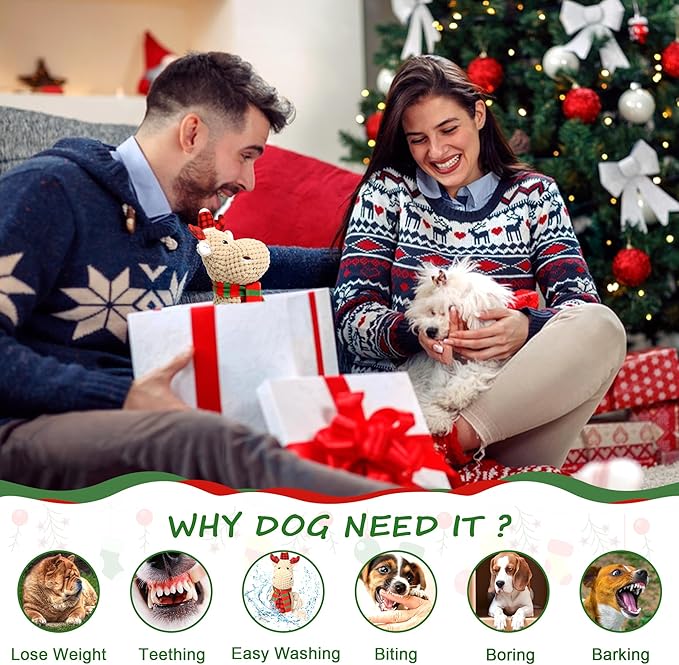Christmas Dog Toy, Large Dog Toy, Tug of War Toys Dog Chew Toy, Squeaky Dog Toys, Durable Dog Toys for Small/Medium/Large Doys