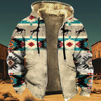 Men's Zip Up Jackets Western Style Ethnic Hoodie Hooded Vintage Long Sleeve Warm Coat Winter Outfits