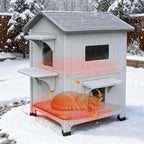 Rockever Plastic Outdoor Cat House with Insulated Liner, 100% Insulated Outdoor Cat Houses for Winter, Waterproof 2 Story Outside Cat Shelter, Clean and Assemble Easily-Grey