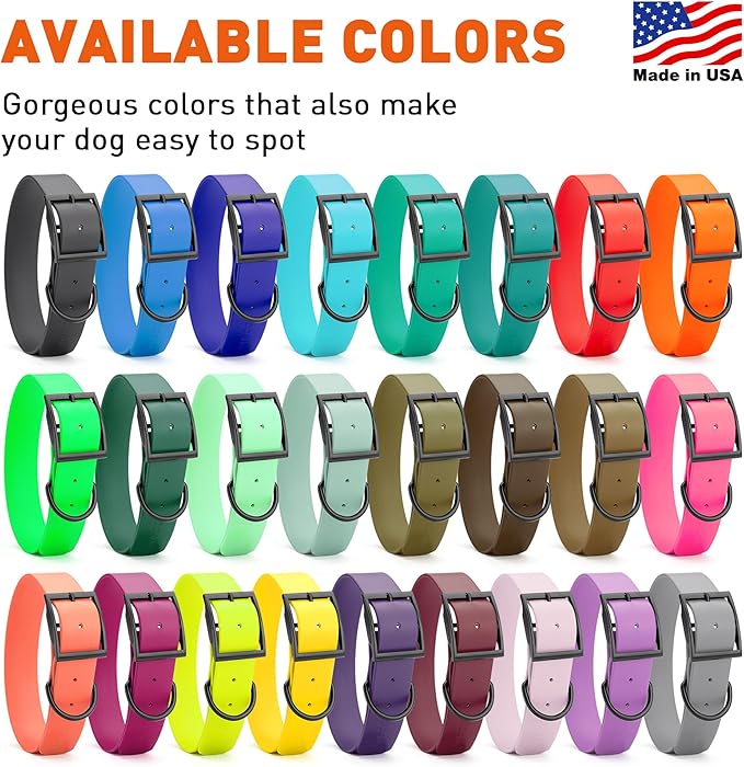 Dogline Biothane Waterproof Dog Collar Strong Coated Nylon Webbing with Black Hardware Odor- Proof for Easy Care Easy to Clean High Performance Fits Small Medium or Large Dogs, Sky Blue