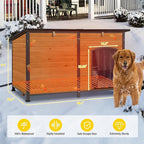 Aivituvin Heated Dog House Outdoor Extra Large 59" Dog Kennel with Insulation Liner Strong Iron Frame Construction Pet Cage with Insulted Liner Keep Warm in Winter Weatherproof Design, Heater Include