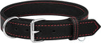 Riparo Dog Collar - Genuine Leather Dog Collars - Heavy Duty Dog Collars for Medium Large and Extra Large Dog Breeds (XL: 1.5” Wide for 22” - 26” Neck, Black/Red Thread)