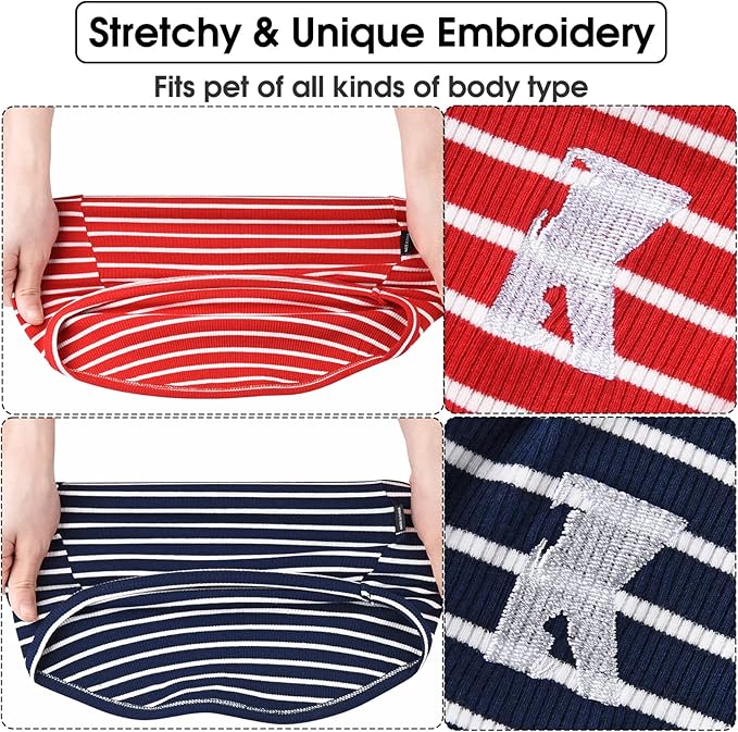 Koneseve Dog Shirt Vest Lightweight Stretchy Dog T-Shirts Soft Cool Sleeveless Stripe Vests Breathable Clothes for Puppy Kitty Cats Small Medium Large Dogs 2 Pack Red + Blue [ 4XL ]