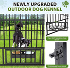 Rovibek Outside Dog Kenne with Roof 6.5x6.5x6.3 Ft, Outdoor Dog Kennel with 3 Sides Sun-Proof Cover,Large Dog Kennel Outdoor, Dog Run Enclosure with 2 Rotating Bowls for Large Dogs