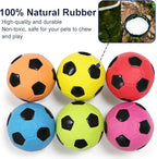 2.6'' Latex Squeaky Dog Soccer Ball Toys - Football for Small to Large Dogs, Vibrant Colors - 6 Pcs/Set