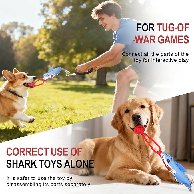 Dog tug of war Toy with Handle,Interactive Dog Toys with Squeak for for Small to Medium Dogs to Exercise Play Rope,Interactive Dog Toys for Boredom