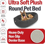 Majestic Pet 52 Inch Suede Calming Dog Bed Washable 52x35x11 (Inch) – Cozy Soft Round Donut Dog Bed with Spine Support for Dogs to Rest Their Head - Pet Bed X- Large – Gray (2025)