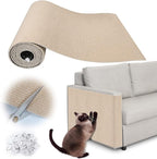 Cat Scratch Furniture Protector - 118" x 13.8" Trimmable Self-Adhesive Cats Claws Scratch Pads, DIY Cat Climbing Couch Protector for Scratch Post Cat Tree Replacement Indoor (Khaki)