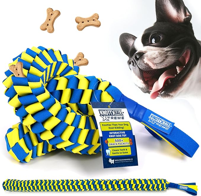 Race&Herd KnottyBall Xtreme Snuffle Ball - Interactive Dog Puzzle Toy for Small Dogs, Stimulating Dog Toys for Boredom, Treat Puzzle Toys for Dogs Enrichment, Snuffle Treat Dispensing Smart Dog Toys