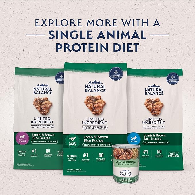 Natural Balance Limited Ingredient Adult Dry Dog Food with Healthy Grains, Lamb & Brown Rice Recipe, 12 Pound (Pack of 1)