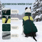 Kuoser Dog Coat, 2 in 1 Dog Jacket with Harness Built in, Winter Waterproof Puppy Puffer Jacket Snowsuit for Small Medium Large Dogs, Cold Weather Reflective Pet Fleece Vest with Zipper
