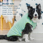 KYEESE 2Pack Dog Shirts Striped T Shirt for Medium Dogs Boy Lightweight Sleeveless Vest Cotton Tank Top Clothes, XX-Large,Blue+Striped