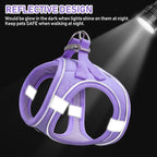 GAMUDA Small Pet Harness Collar and Leash Set, Step in No Chock No Pull Linen Fabric Soft Mesh Dog Vest Harnesses Reflective for Dogs Puppy Cats Kitten Rabbit (Purple, XS)