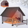 Dog House Outdoor, Chew-Proof Metal Frame Dog Kennel Shelter for Large Breeds,Weatherproof (Grey-H, Large)