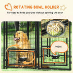 PawHut 8' x 4' x 6' Dog Kennel Outside, Welded Wire Outdoor Dog Kennel Run with 360° Rotating Bowls, Waterproof & UV Resistant Cover, for S&M&L Breeds, Chickens, Ducks, Green