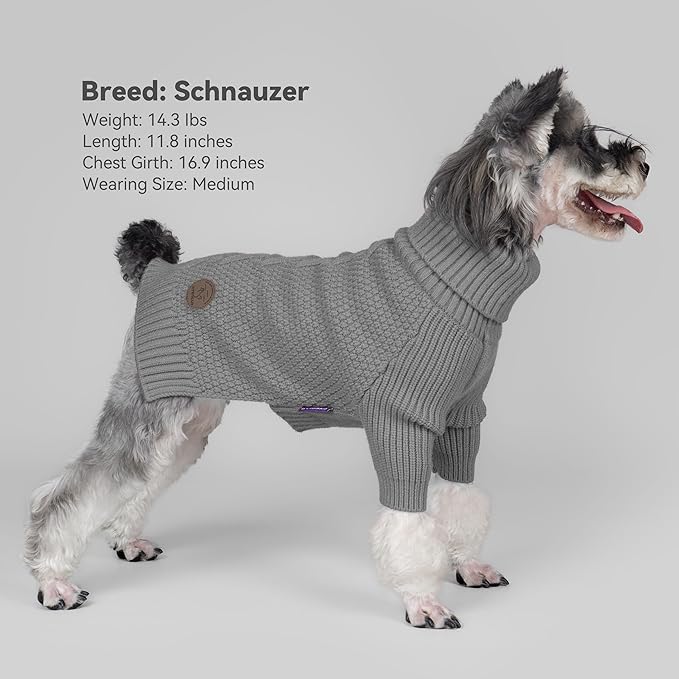 cyeollo 4XL Dog Sweater,Knitwear Pullover Sweaters Turtleneck Fall Winter Dog Clothes Sweaters for Large Dogs Male, Grey XXXXL